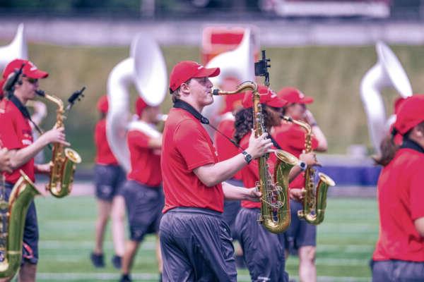 Marching Students on the field